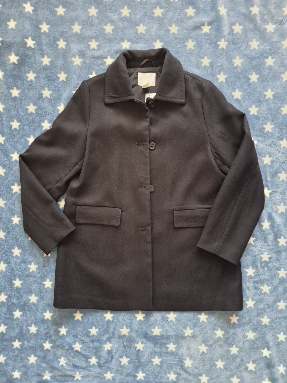 H&M Women's Black Pea Coat - Classic Button Front